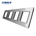 Livolo Luxo Painel de Interruptor De Vidro de Cristal Cinza Colorido 293mm * 80mm Painel de Vidro Quádruplo Para Venda Tomada De Parede VL-C7-4SR-15